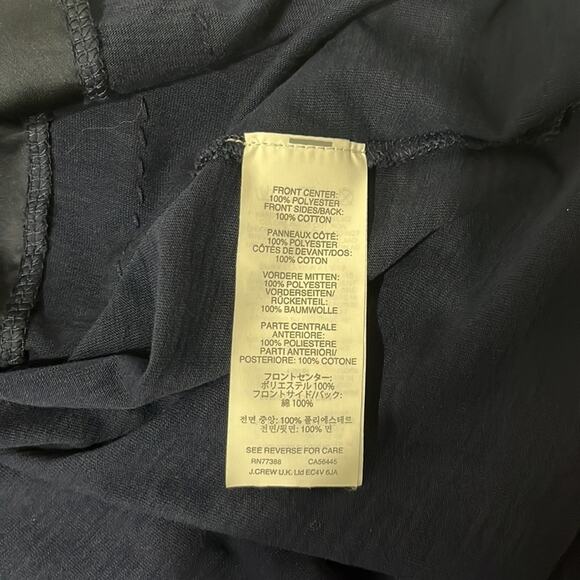 J. Crew Mixed Media w/ Metal Sequin Trim Sleeveless Blouse Size M Navy Cotton - Picture 5 of 7